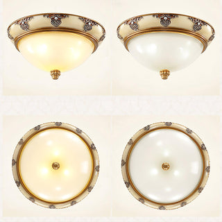 Solara Lampe Plafonnier en Verre Opale Antique Vintage