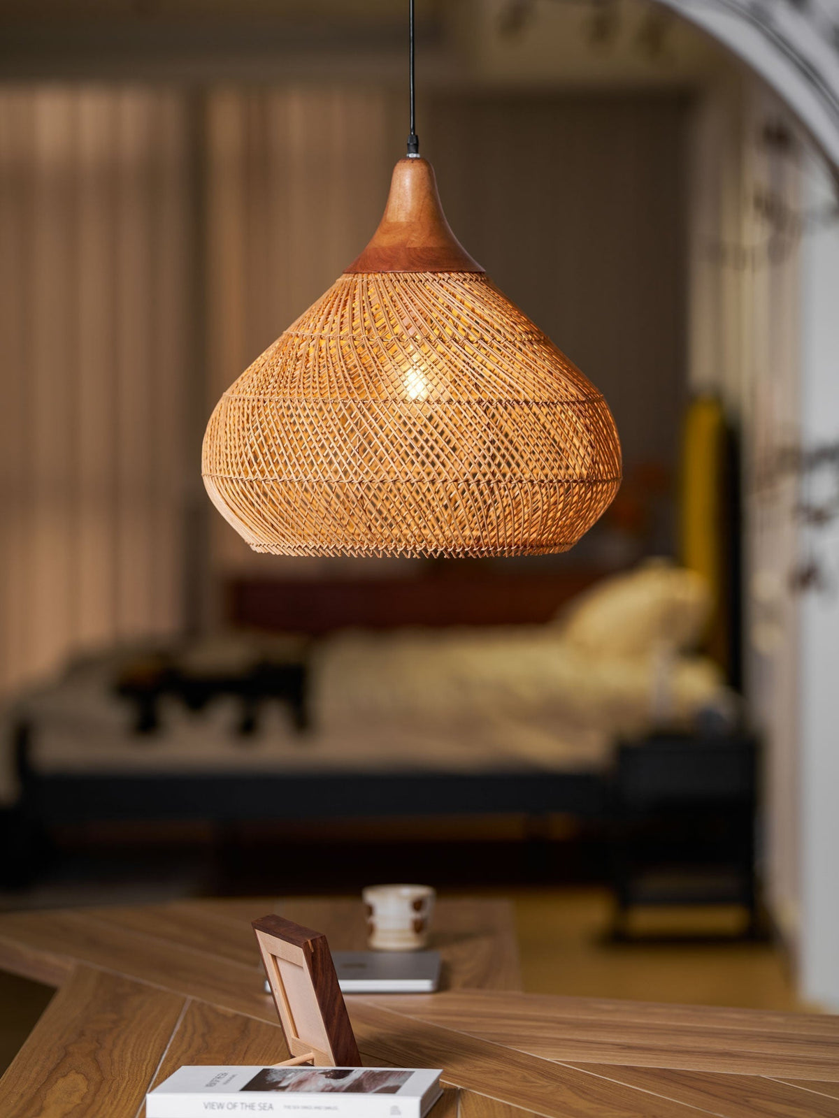Solavn Lampe suspendue en bois de rotin