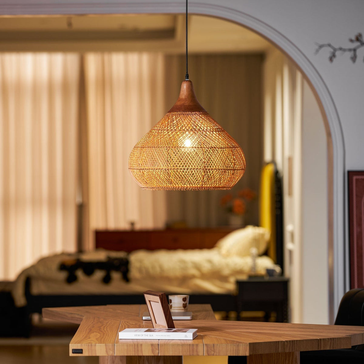 Solavn Lampe suspendue en bois de rotin