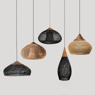Braided Rattan Swag Pendant Lamp-Neutral Decor