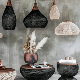 Evelyn Suspension en Rotin Tressé pour Salon