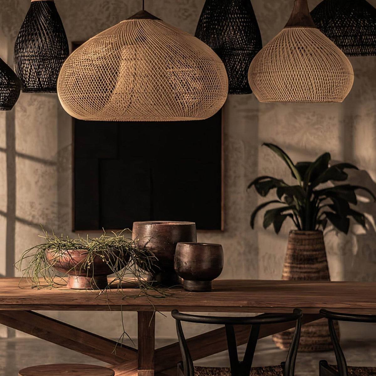 Evelyn Suspension en Rotin Tressé pour Salon