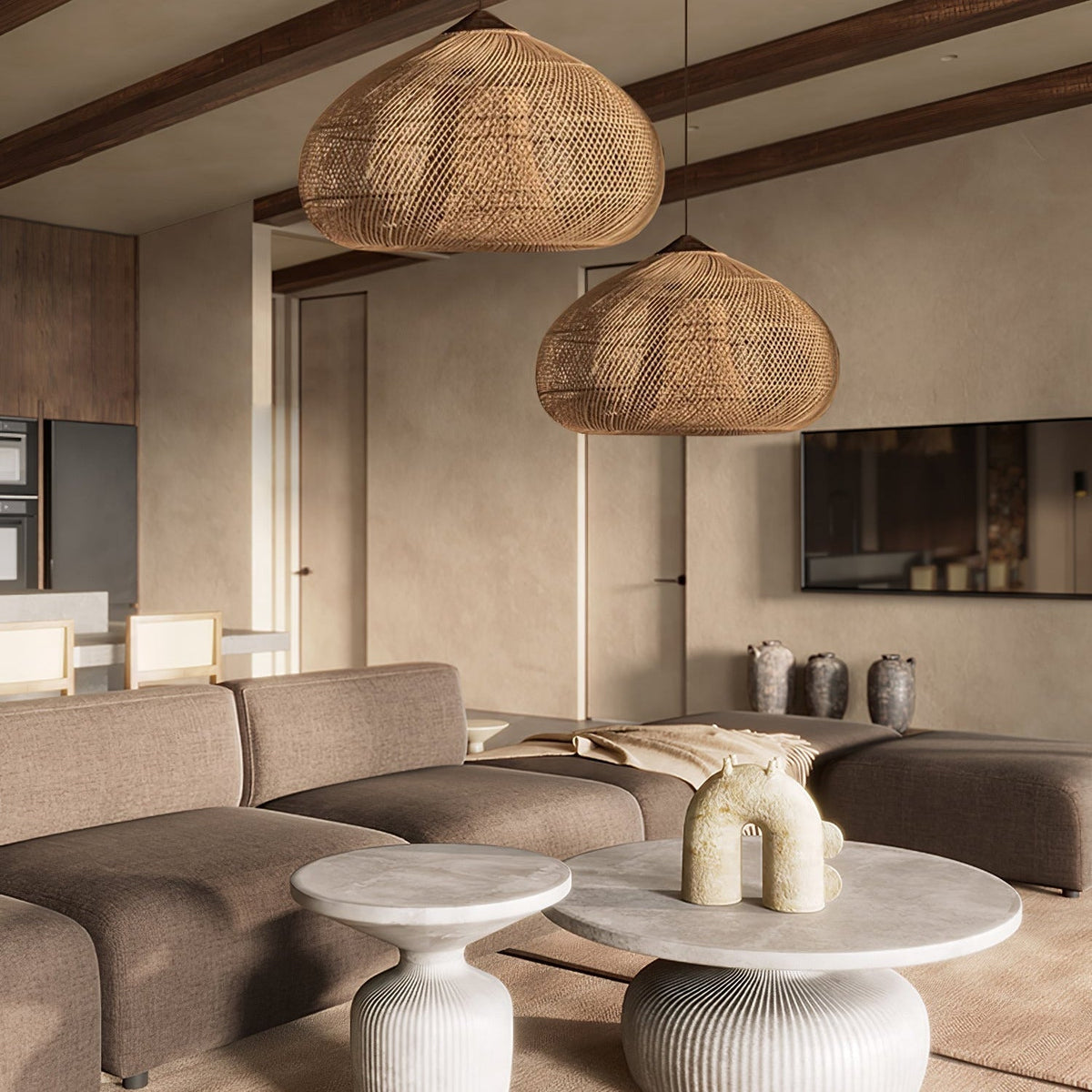 Evelyn Suspension en Rotin Tressé pour Salon