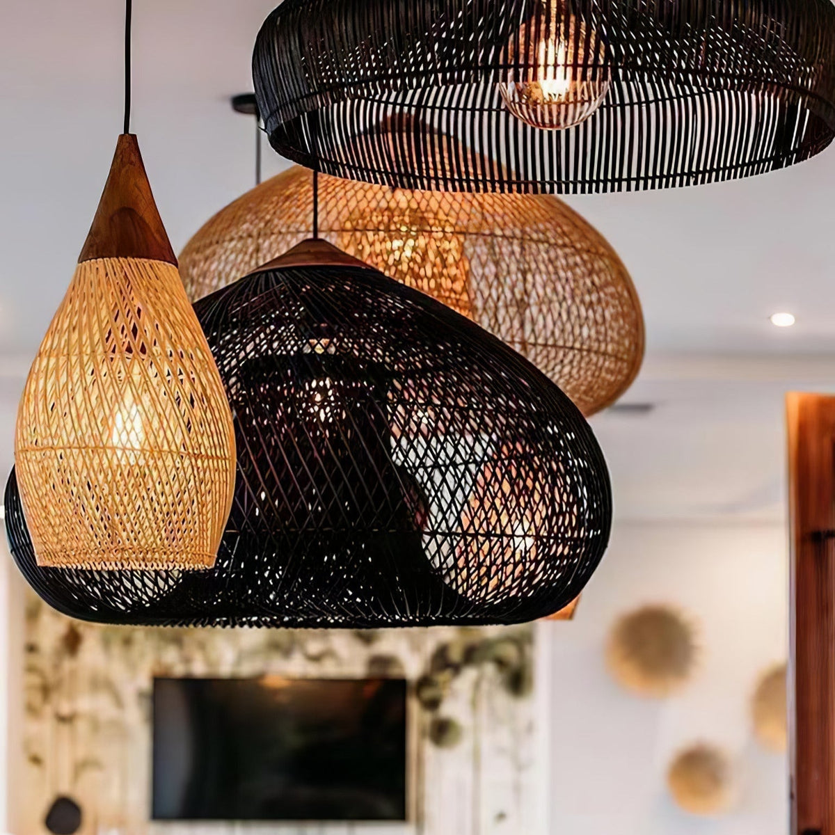 Evelyn Suspension en Rotin Tressé pour Salon