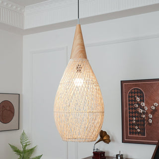 Braided Rattan Swag Pendant Lamp-Neutral Decor