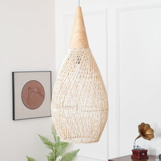 Braided Rattan Swag Pendant Lamp-Neutral Decor