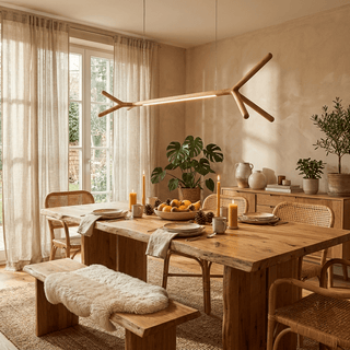 Branch Wood Linear Pendant Light-Neutral Decor
