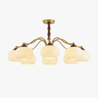 Lustra Lustre Globe en Verre et Noyer