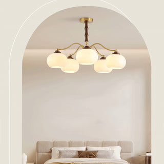 Lustra Lustre Globe en Verre et Noyer