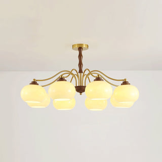 Lustra Lustre Globe en Verre et Noyer