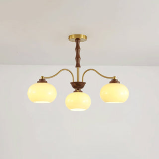 Lustra Lustre Globe en Verre et Noyer