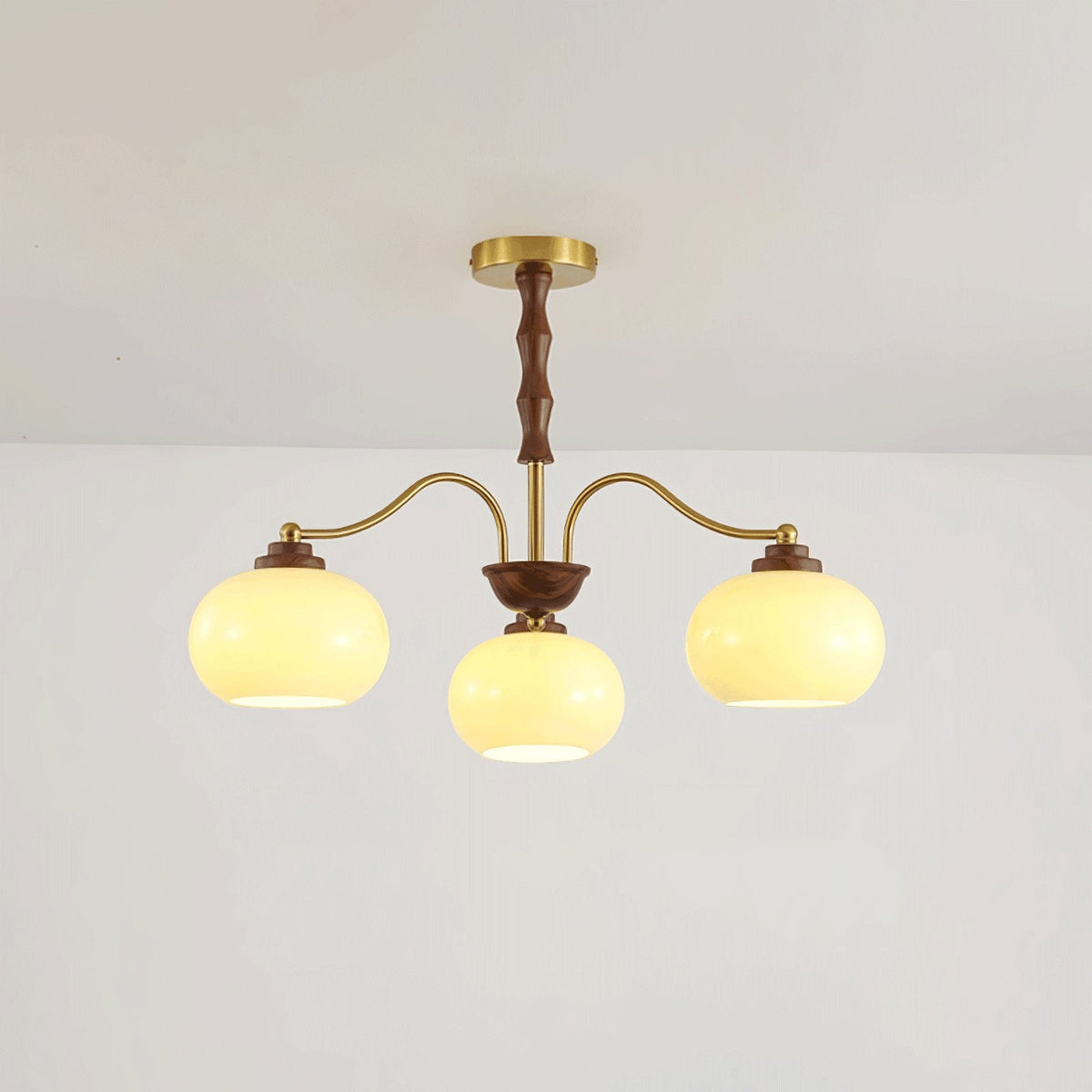 Osine Lustre Globe en Verre et Noyer