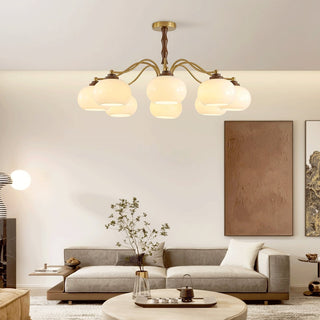 Lustra Lustre Globe en Verre et Noyer