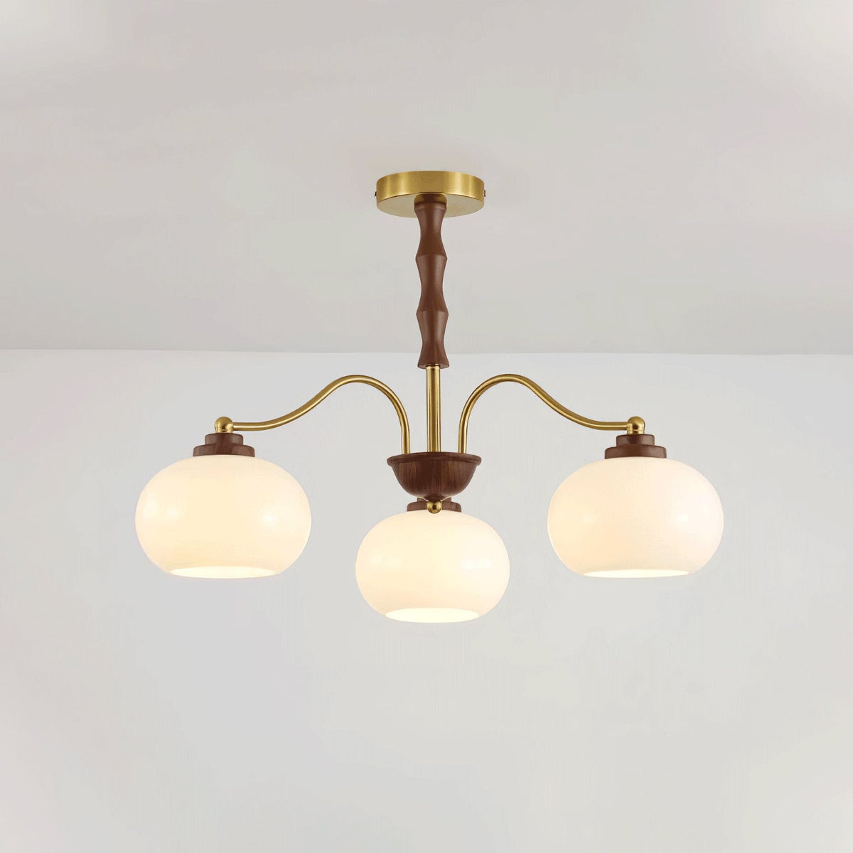 Osine Lustre Globe en Verre et Noyer