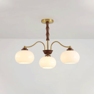 Lustra Lustre Globe en Verre et Noyer