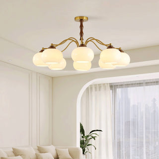 Lustra Lustre Globe en Verre et Noyer