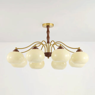 Lustra Lustre Globe en Verre et Noyer