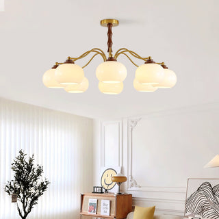 Lustra Lustre Globe en Verre et Noyer