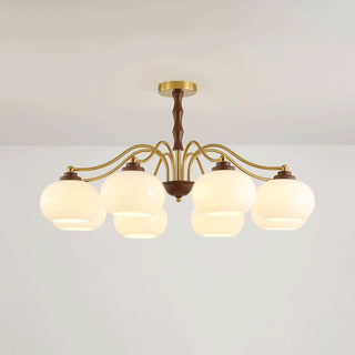 Lustra Lustre Globe en Verre et Noyer