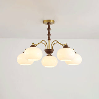 Lustra Lustre Globe en Verre et Noyer