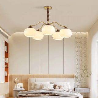 Lustra Lustre Globe en Verre et Noyer