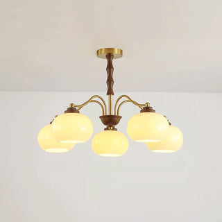 Lustra Lustre Globe en Verre et Noyer