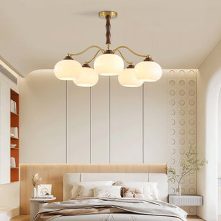 Lustra Lustre Globe en Verre et Noyer
