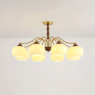 Lustra Lustre Globe en Verre et Noyer