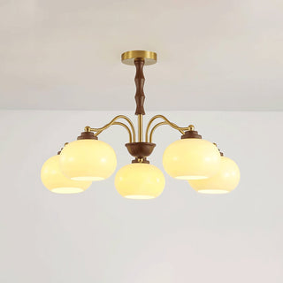 Lustra Lustre Globe en Verre et Noyer