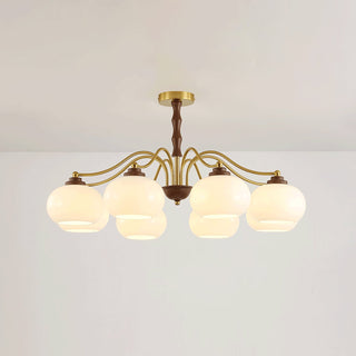 Lustra Lustre Globe en Verre et Noyer