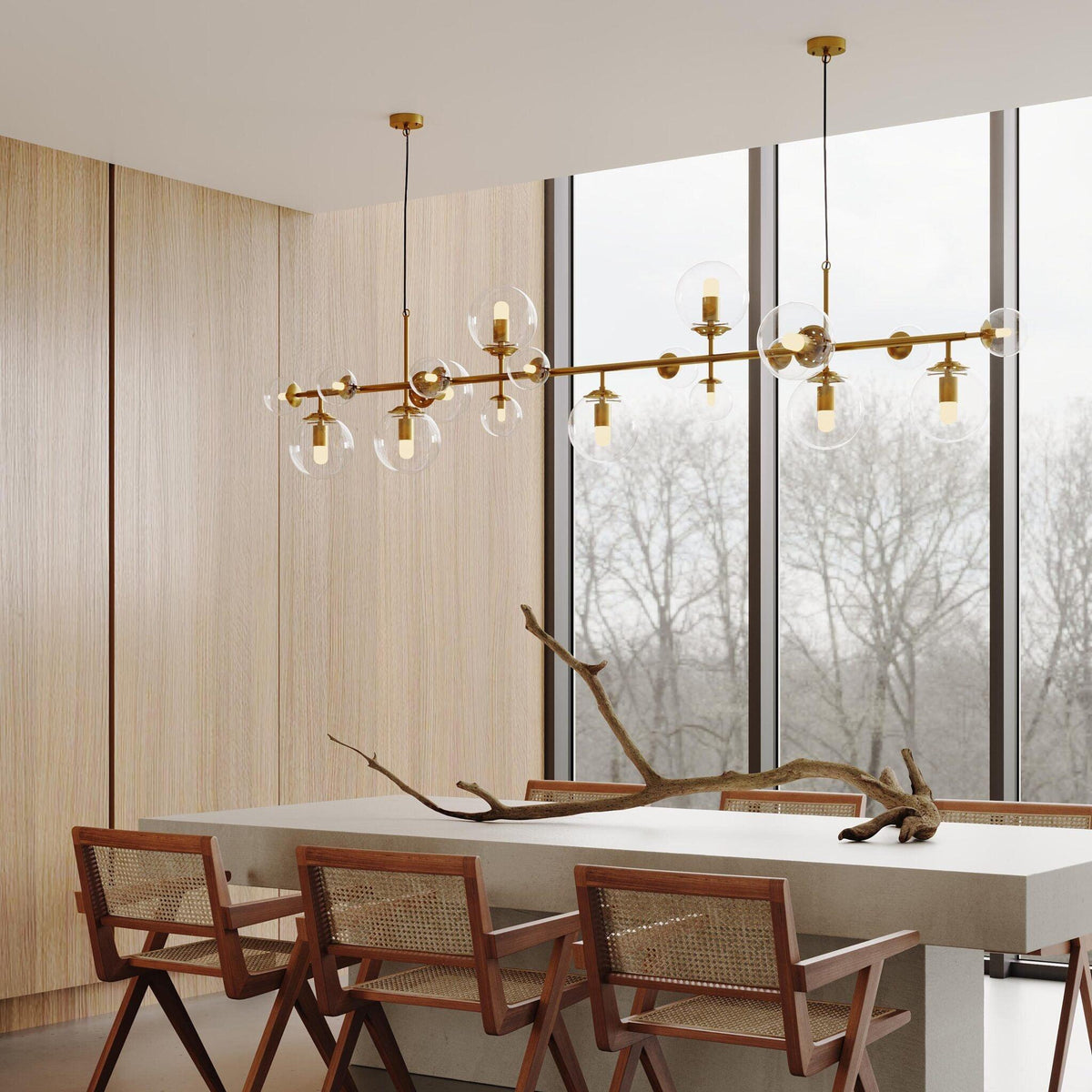 Ravessa Lustre Laiton Verre Globe