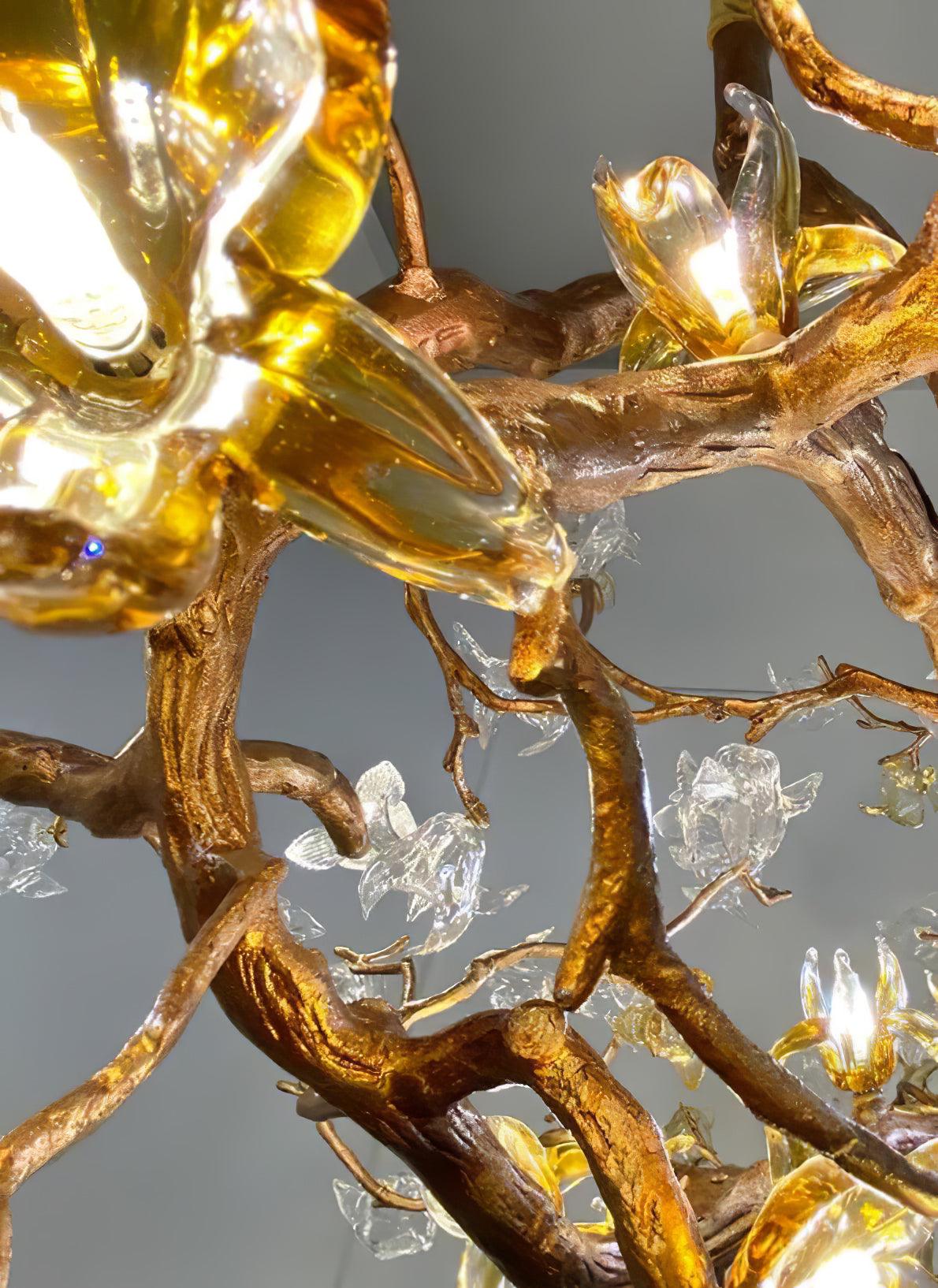 Aare Lustre Branche Érable Laiton Cristal