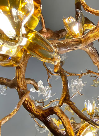 Aare Lustre Branche Érable Laiton Cristal