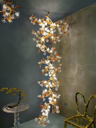 Aare Lustre Branche Érable Laiton Cristal