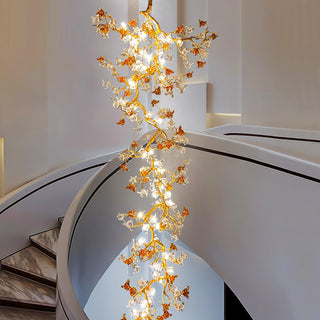 Aare Lustre Branche Érable Laiton Cristal