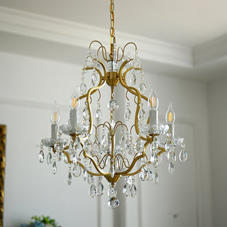 Cevinyra Postmodern Luxe Laiton Cristal Parchemins Lustre