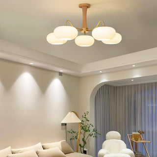 Lustra Lustre en Laiton et Bois Kaki