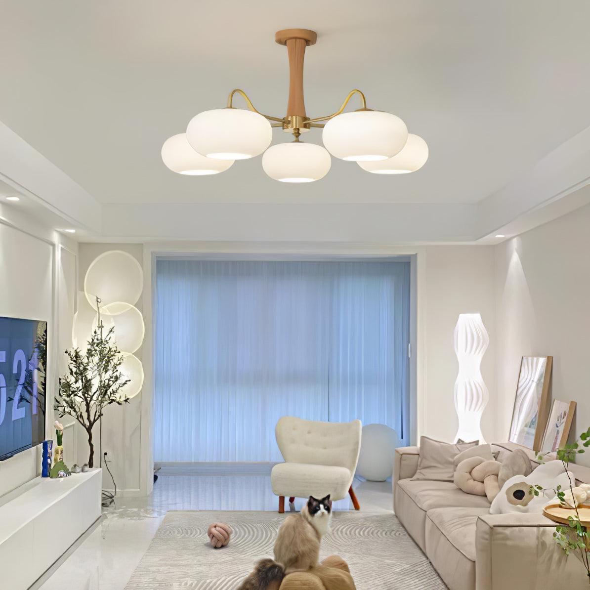 Valielle Lustre en Laiton et Bois Kaki