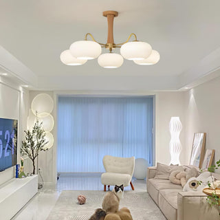 Lustra Lustre en Laiton et Bois Kaki