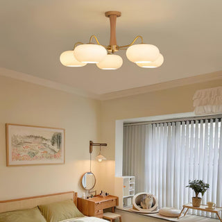 Lustra Lustre en Laiton et Bois Kaki