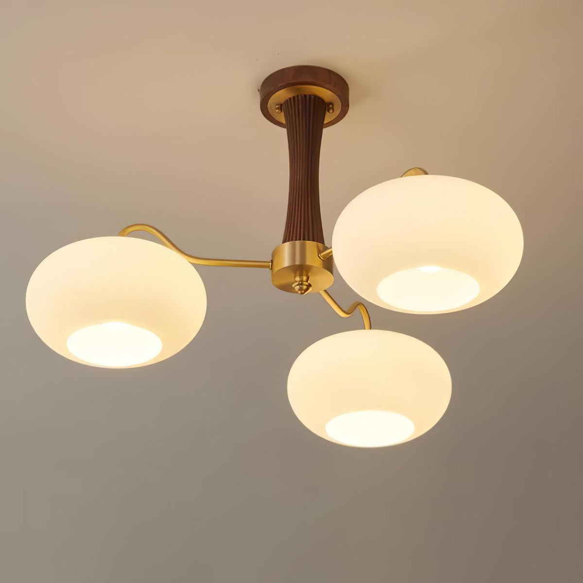 Valielle Lustre en Laiton et Bois Kaki
