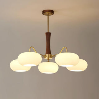 Lustra Lustre en Laiton et Bois Kaki
