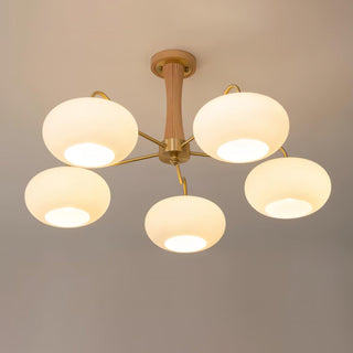 Lustra Lustre en Laiton et Bois Kaki