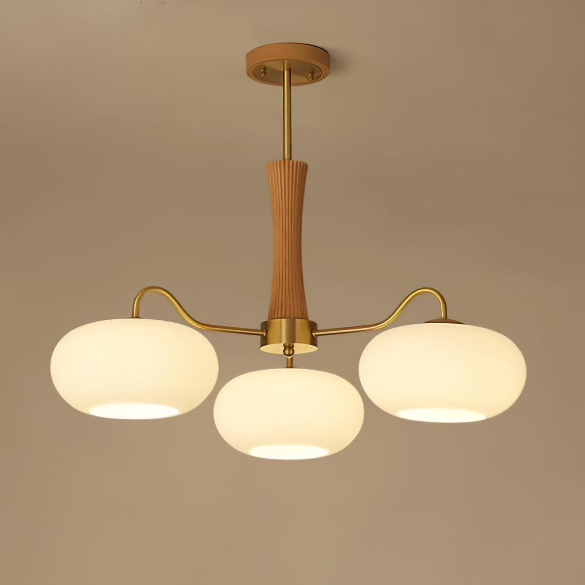 Valielle Lustre en Laiton et Bois Kaki