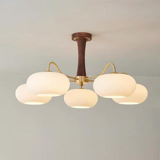 Lustra Lustre en Laiton et Bois Kaki
