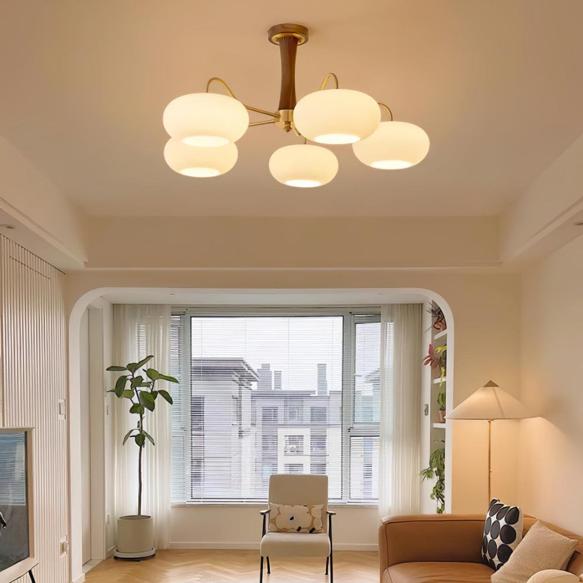 Valielle Lustre en Laiton et Bois Kaki
