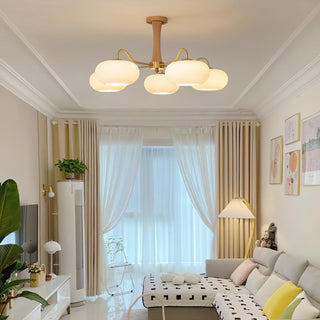 Lustra Lustre en Laiton et Bois Kaki