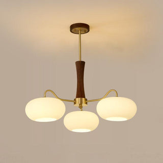 Lustra Lustre en Laiton et Bois Kaki