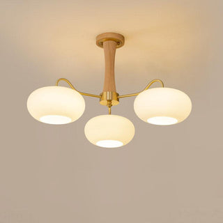 Lustra Lustre en Laiton et Bois Kaki