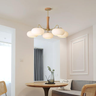 Lustra Lustre en Laiton et Bois Kaki
